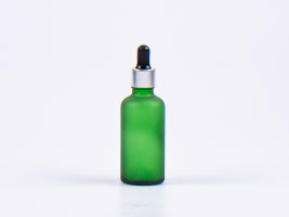 Günglasflasche 50ml, mit Pipette silber-glanz